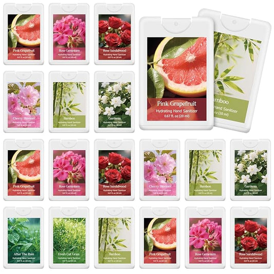 24 Pack Power Mist Hydrating Hand Sanitizer Spray Refillable Hand Sanitizer Travel Size with Hydrating Botanical Mist for Spring Office Travel Outdoor Activity Friend Colleagues Family Gifts