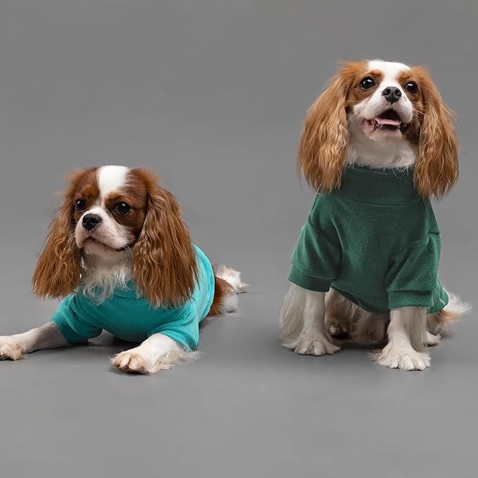 Fitwarm 3 Pack Fleece Sweater - Turtleneck Dog Sweatshirt, Cat Apparel, Dark Green, Teal Green, Olive Green, Large
