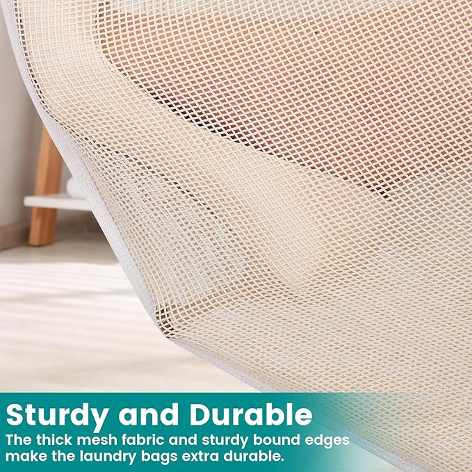 4Pcs Durable Cotton Mesh Laundry Bags for Delicates, 20×24inch Large Breathable Laundry Mesh Wash Bags with Sturdy Zipper for Delicates, Clothes, Pants, Underwear, Bra, Socks (XL)