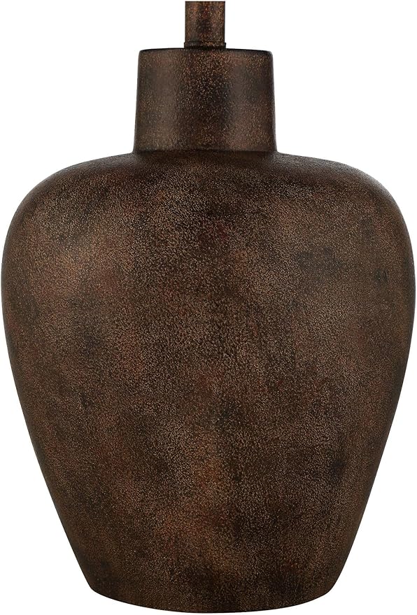 Regency Hill Glenn Farmhouse Rustic Southwestern Natural Cottage Table Lamps 27" Tall Set of 2 Dark Terra Cotta Tapered Fabric Drum Shade Decor for Living Room Bedroom House Bedside Nightstand