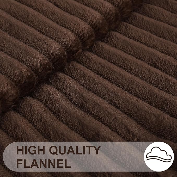 Simmore Decorative Spring Euro Sham Throw Pillow Covers 26x26 Set of 2, Soft Natural Plush Flannel Double-Sided Fluffy Couch Pillow Covers for Sofa Living Room, Brown