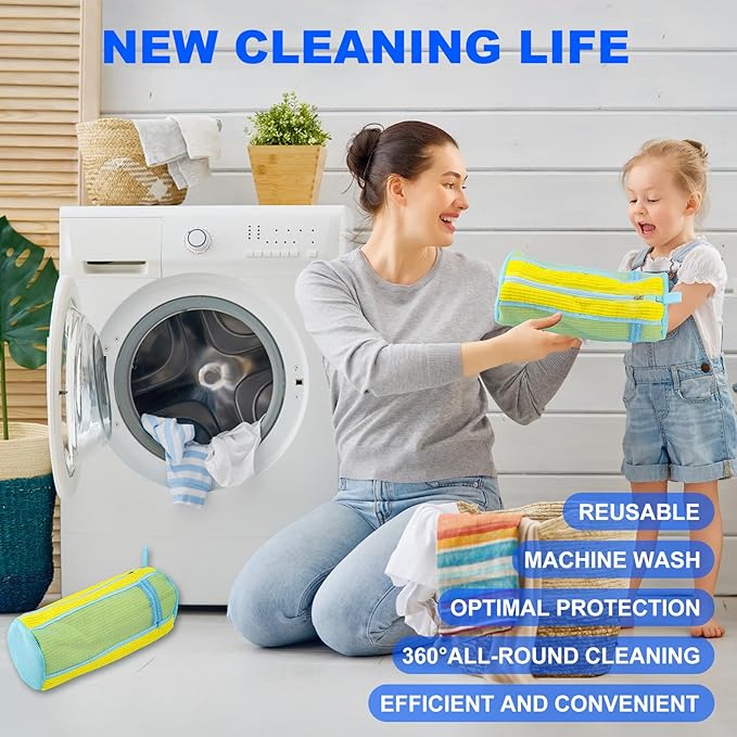 Shoe Washing Bags for Washing Machine – Durable Shoe Washing Machine Bags for All Shoe Types Sizes (Large Yellow 2PCS）