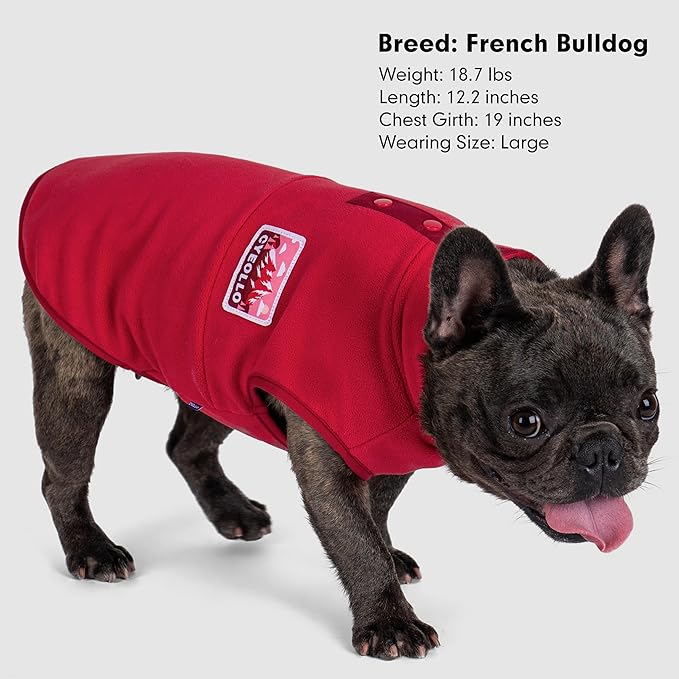 cyeollo Dog Sweaters for Medium Dogs, Turtleneck Stretchy Christmas Fleece Dog Jacket, Warm Lightweight Coat Winter Pet Clothes Boy Girl, Red XL