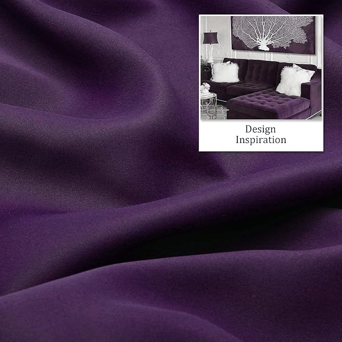 DUALIFE Dark Purple Room Darkening Window Curtain Panels for Bedroom 72 Inch Length Set of 2 Panels Grommet Top Purple Solid Blackout Curtains Drapes for Living Room 52x72 Inch