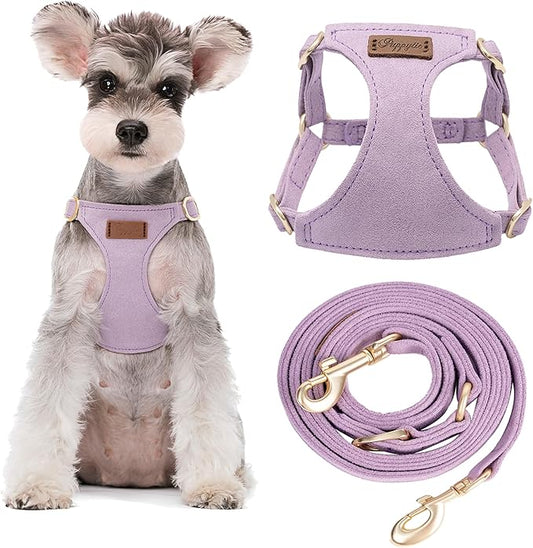 Puppytie No Pull Dog Harness with Multifunction Dog Leash,Soft Adjustable No Choke Escape Proof Pet Harness Vest for Medium Dogs or Large Dogs,Light Purple,M
