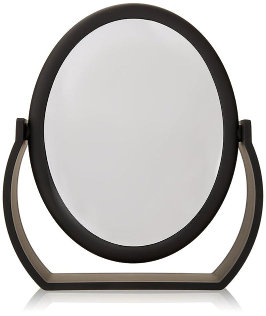 Danielle Creations Oval Soft Touch Vanity Mirror, Black, 1x/7x Magnification Makeup Mirror with Stand, Tabletop & Desk Mirror for Bathroom, Bedroom, Portable Beauty Use