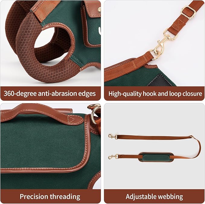 Wakytu Dog Lift Harness Dog Carrier Dog VES Harness Adjustable Dog Leash with Small Puppy Treat Bag（Green,XS）