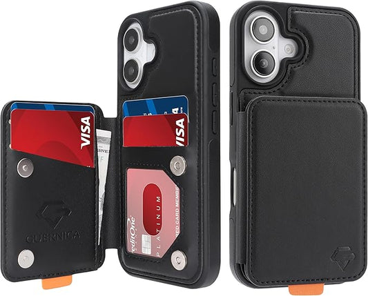 GUERNICA for iPhone 17 (6.1") Case Wallet with Card Holder, RFID Blocking Leather Protection, Shockproof Women Men Phone Case for Apple 17, Black