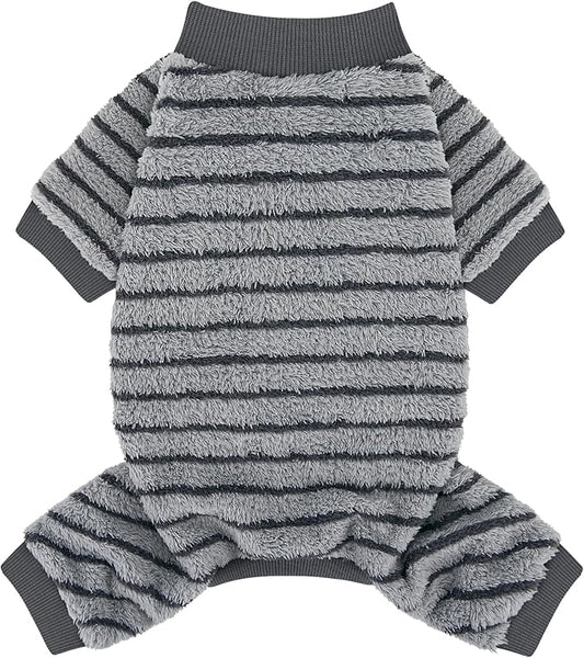 XPUDAC Stripe Dog Sweater Fleece Dog Pajamas Winter Pet Clothes for Small Medium Dogs Girl Boy Doggy Apparel for Cold Weather, M