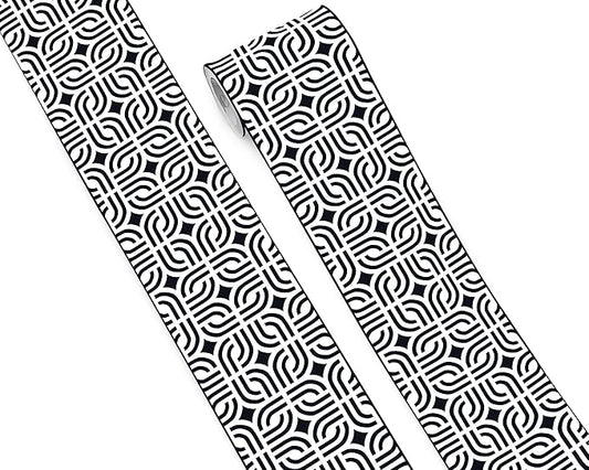 FLFK Mirror Frame Border - Black and White Peel and Stick Wall Borders Wallpaper Decal Trim Tape Geometric Pattern 5" x 240"