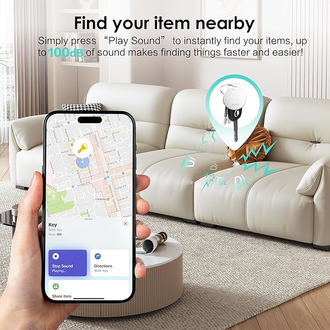Air Tracker Tags-1 Pack: Bluetooth Tracker Works with Apple Find My (iOS Only), Key Finder and Smart Tag Locator for Luggage, Backpack, Suitcases, Pets, Replaceable Battery(White)