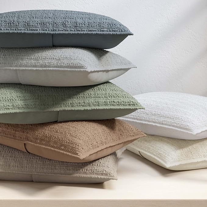 Great Bay Home Full/Queen Size 100% Cotton Honeycomb Waffle Quilt and Sham Set - Garment Washed, Waffle Weave Like Texture, Lightweight 3-Piece Bedding Set (Clay)