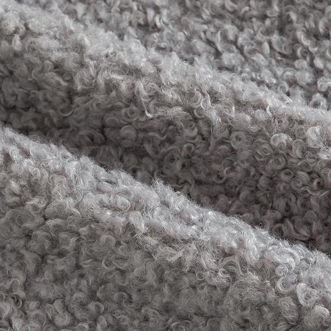 Yaertun Pack of 2 Faux Fur Throw Pillow Covers Decorative Sherpa Boucle Pillow Covers Fuzzy Soft Pillowcases Sheepskin Fleece Cushion Case for Couch Sofa Bed Living Room 24x24 Inch Light Grey