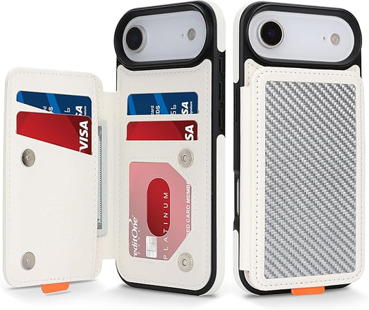 GUERNICA for iPhone 17 Air (6.7") Case Wallet with Card Holder, RFID Blocking Leather Protection, Shockproof Women Men Phone Case for iPhone Air, A - Silver White