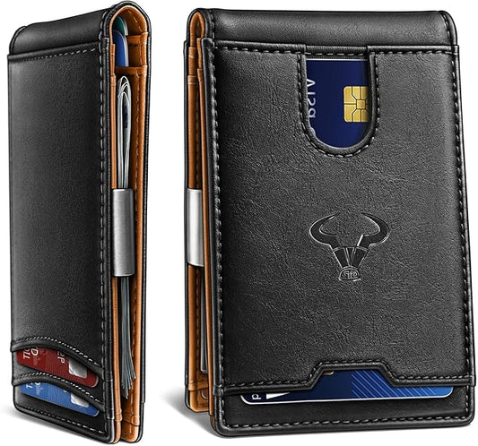 BULLIANT Men Wallet Airtag&Standard Use,Slim Front Pocket Wallet Money Clip for Gifg Men RFID Blocking 11Cards