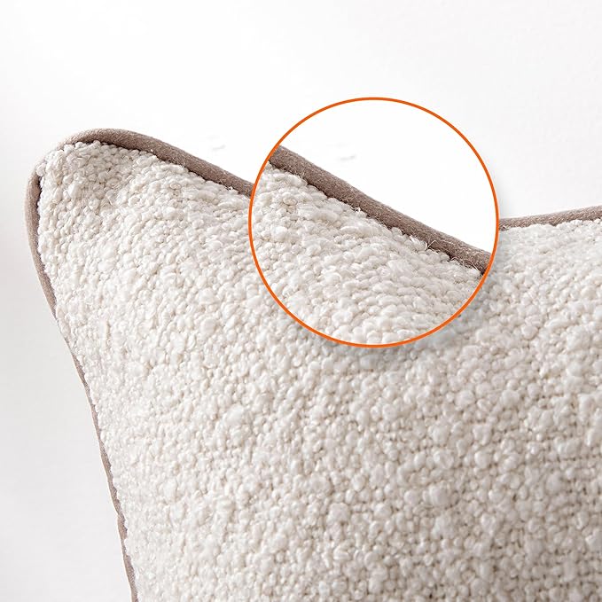 Amazon Basics Boucle Throw Pillow Covers for Couch, Living Room, Home Decor with Hidden Zipper, White, 24×24in, Pack of 2