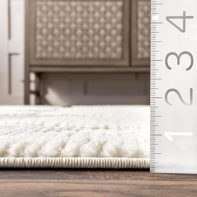 Nuloom Marissa Off-White/Grey, 10' x 14', Diamond, Tassel, Soft and Cozy, High Traffic, Stain Resistant, Easy Clean, Durable Area Rug for Bedroom, Living Room, Dining Space, Den, Foyer, Entryway