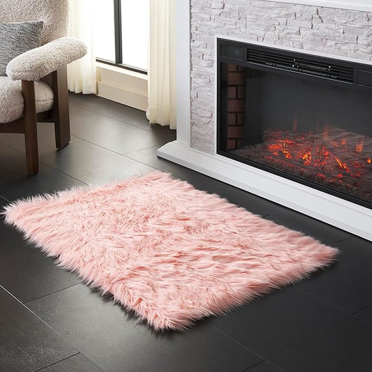 SAFAVIEH Faux Sheep Skin Collection 2' x 3' Pink FSS235G Silken Glam 2.35-inch Thick Accent Rug