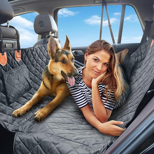 Backseat Car Cover for Dogs – 100% Waterproof Heavy Duty 600D Oxford Back Seat Dog Hammock, Scratch-Proof & Nonslip Pet Car Seat Hammock, Multi-use Pet Travel Hammock Seat Cover, Trucks & SUVs