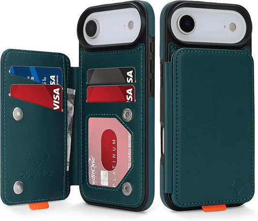 GUERNICA for iPhone 17 Air (6.7") Case Wallet with Card Holder, RFID Blocking Leather Protection, Shockproof Women Men Phone Case for iPhone Air, Green