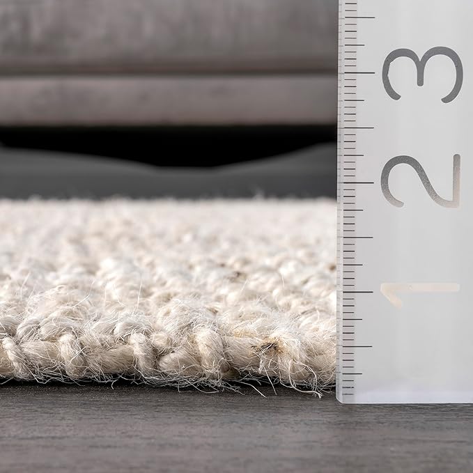 nuLOOM Ashli Solid Farmhouse Jute Runner Rug, 2' 6" x 8', Off-white