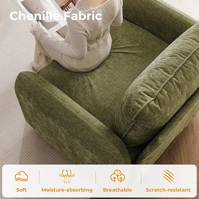 104'' Modular Sectional Sofa with Seats Storage,Oversized L Shaped Couch with Deep Seat,3-Seater Comfy Cloud Couches for Living Room, Movable Ottoman,Chenille,Green