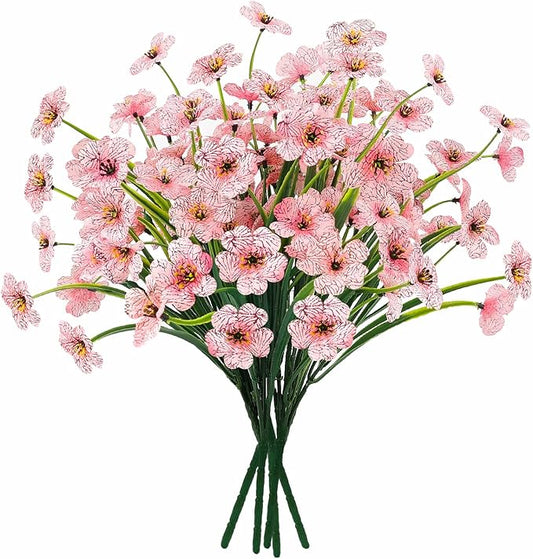 MACTING Artificial Flowers for Outdoors 6 Bundles Fake Spring Flowers UV Resistant No Fade Faux Plastic Flowers for Hanging Planters Window Patio Porch Yard Garden Indoor Outside Summer Decor(Pink)