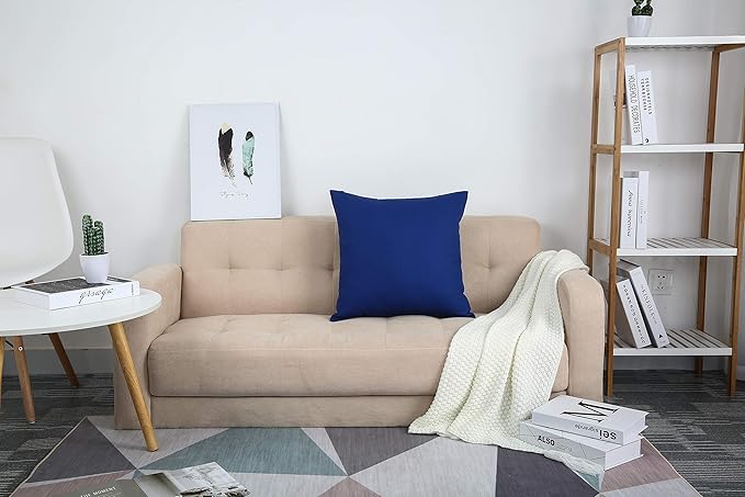 TangDepot Cotton Solid Throw Pillow Covers, 24" x 24" , Royal Blue, 1 Count (Pack of 1)