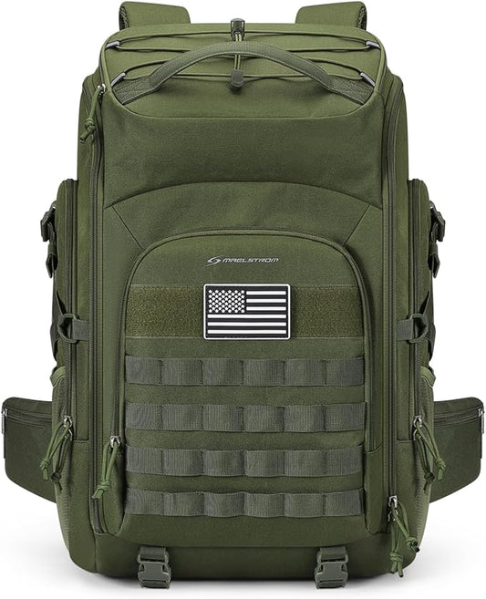 Maelstrom Tactical Backpack for Men, Water Resistant 40L Military Backpack, for Hiking, Camping, Gym with Molle System (Army Green)