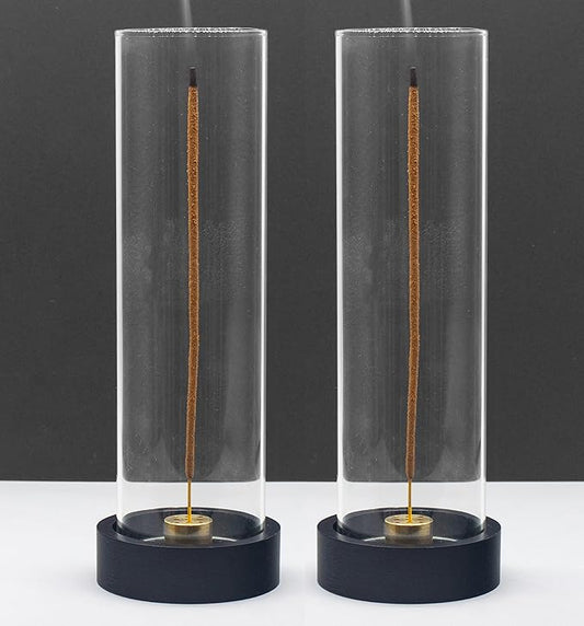 2 pcs Incense Holder for Sticks,Modern Incense Stick Holder with Glass Ash Catcher[Anti ash Flying], Incense Burner Holder,Zen Glass Incense Holder,for Spa Home Decor Yoga Meditation[Black] (2, Black)