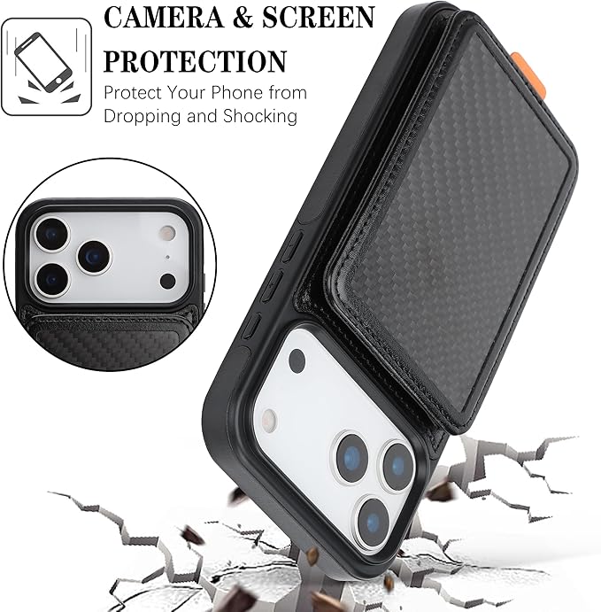 GUERNICA for iPhone 17 Pro (6.3") Case Wallet with Card Holder, RFID Blocking Leather Protection, Shockproof Women Men Phone Case for Apple 17 Pro, A - Black