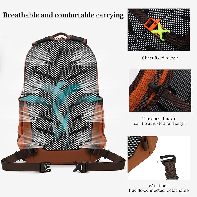 W WINTMING Small Hiking Backpack Travel Backpacks 20L Lightweight Hiking Daypack for Women Men Camping Daily Commuting (Gray)