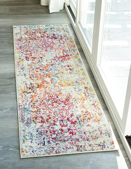 Rugs.com Arlington Collection Rug – 11 Ft Runner Light Multi Medium-Pile Rug Perfect for Hallways, Entryways