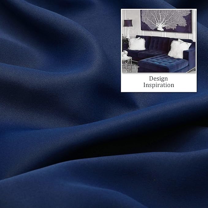 DUALIFE Navy Blue Blackout Curtains 54 Inch Length for Bedroom Thermal Insulated Blue Solid Window Drapes with Grommet Curtains Panels for Living Room Boys Kids Room 52 x 54 Inches Long