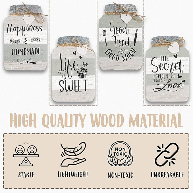 Old Shack Collection – Kitchen Wall Decor Set of 4 – Durable Kitchen Wall Art – Refined Kitchen Decor to Elevate Your Home, Crafted for Lasting Style, 8 x 5 in