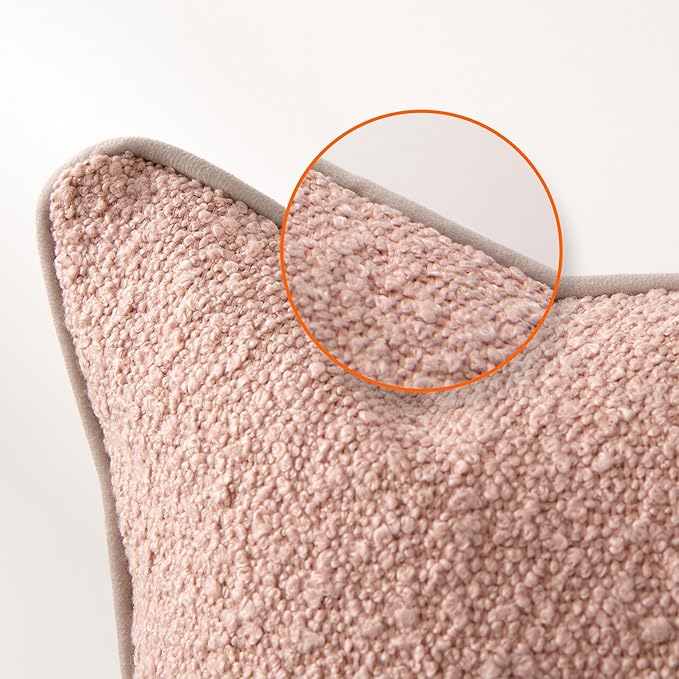 Amazon Basics Boucle Throw Pillow Covers for Couch, Living Room, Home Decor with Hidden Zipper, Pink, 20×20in, Pack of 2