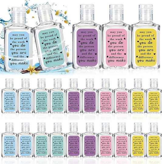 50 Pcs Thank You Gifts for Coworker Mini Hand Sanitize Gel Bulk Scent Hand Sanitizer Travel Size Inspirational Appreciation Gifts for Party Supplies Friends Teacher Employee