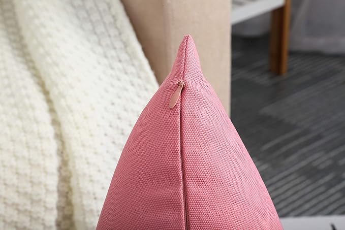 TangDepot Handmade Decorative Solid 100% Cotton Canvas Throw Pillow Covers/Cushion Covers, 45 Colors Available - (20" x20" , Pink, 2 Count (Pack of 1))