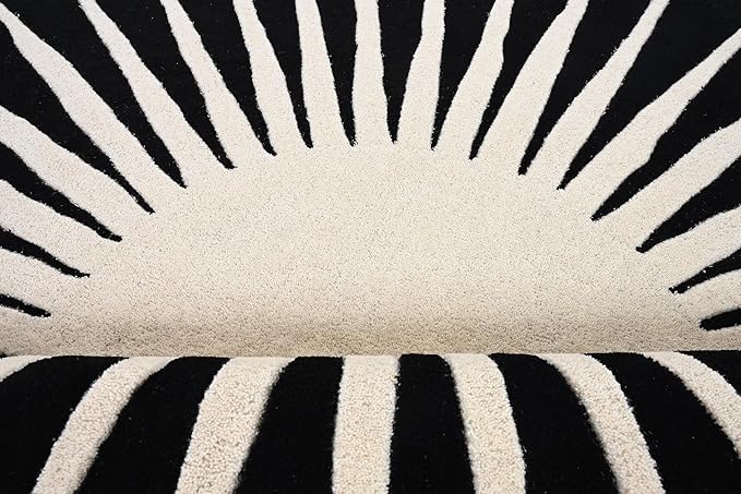 Modern Round Area Rug – Hand-Tufted with 100% NZ Wool, Thick & Soft Circular Carpet for Living Room, Bedroom & Dining Room Decor (Black, 5' Round)