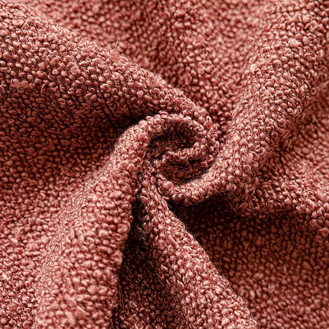 Foindtower Decorative Textured Boucle Throw Pillow Covers Accent Solid Pillow Cases Neutral Soft Cozy Couch Cushion Case for Chair Sofa Bedroom Living Room Home Decor 24x24 Inch,1PC,Orange Rust Red
