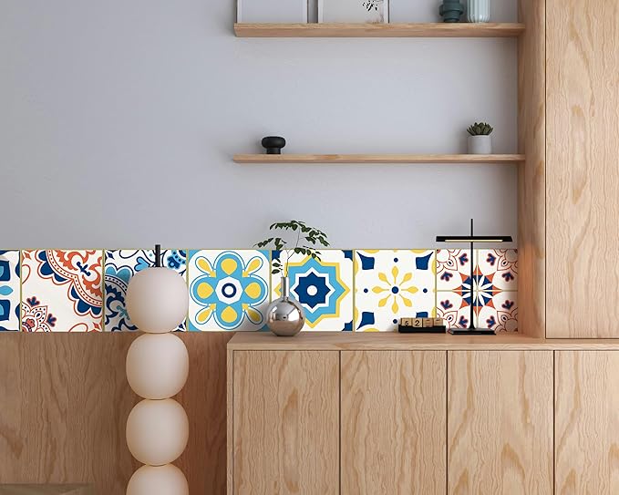 FLFK Wallpaper Border Tile Stickers Peel and Stick Wall Border for Kitchen Backsplash Bathroom Shower Room,9"x240"