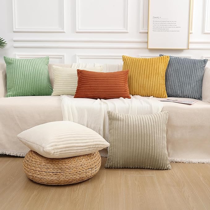 Simmore Decorative Spring Euro Sham Throw Pillow Covers 24x24 Set of 2, Soft Natural Plush Flannel Double-Sided Fluffy Couch Pillow Covers for Sofa Living Room, Black