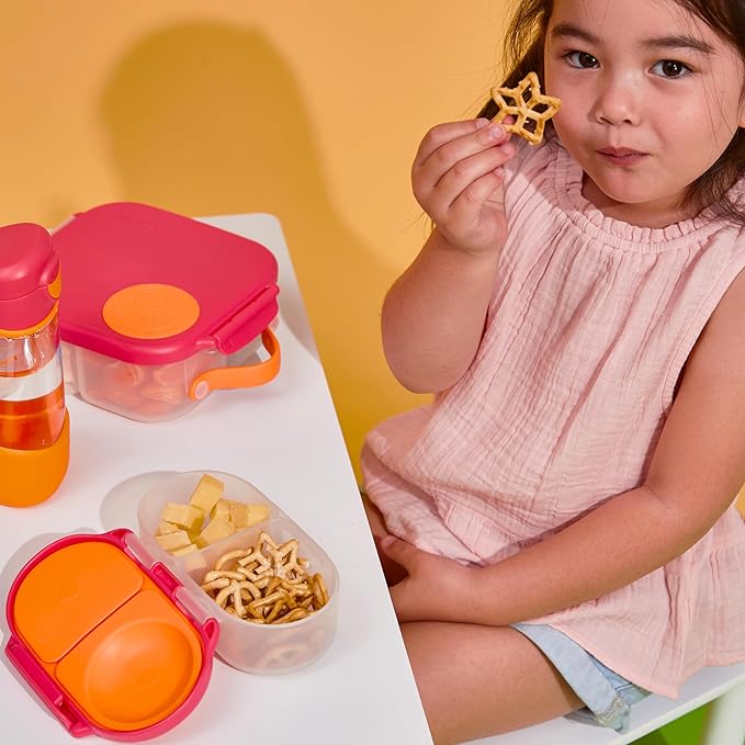 b.box Snack Box 2 Pack - Leak Proof Mini Bento Box for Kids & Toddlers, 2 Compartment Snack Containers for Kids, Dishwasher Safe, BPA Free, PFAS Free, Ages 4m+, 1 3/4 Cup Each (Ocean Blue + Slate)