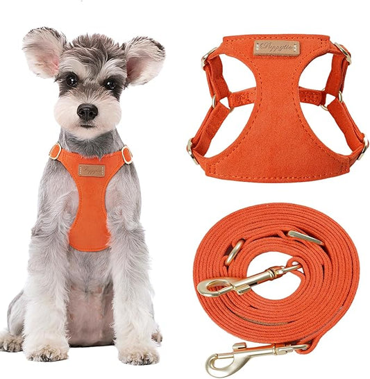 Puppytie No Pull Small Dog Harness with Multifunction Dog Leash,Lightweight Soft Adjustable No Choke Escape Proof Pet Harness Vest Pet Harness Vest,Orange,S