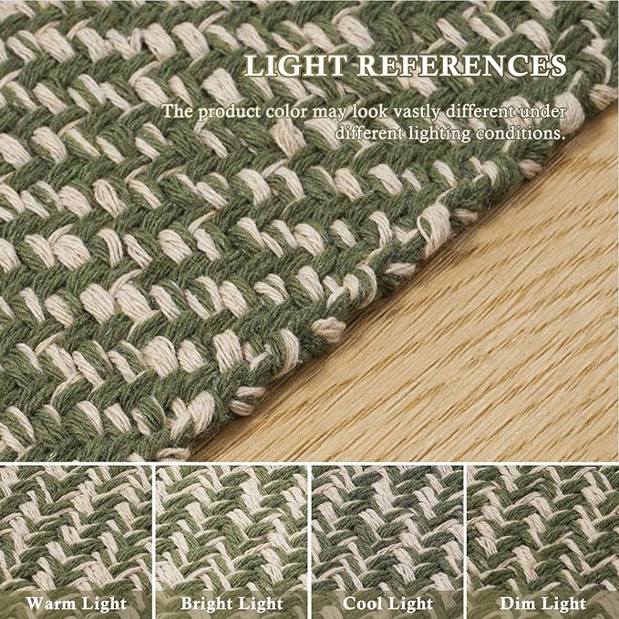 Collive Washable Runner Rugs for Hallways, 2' x 5' Natural/Green Entryway Runner Rug Soft Hand-Woven Contemporary Modern Laundry Room Indoor Carpet for Bathroom Bedroom Kitchen Front Door
