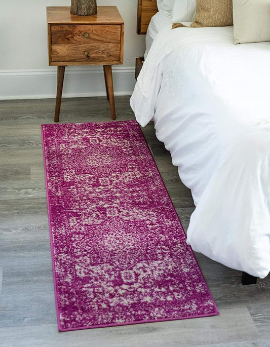 Rugs.com Arlington Collection Rug – 12 Ft Runner Purple Medium-Pile Rug Perfect for Hallways, Entryways