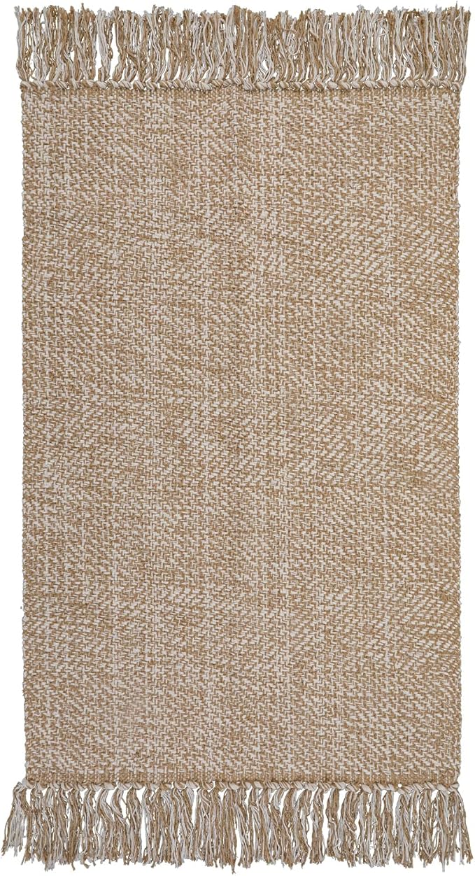 Collive Long Hallway Runner Rug 2.6' x 8', Washable Runner Indoor Entryway Rug, Tan Braided Woven Kitchen Runner Rugs Low-Profile Front Door Floor Carpet for Laundry Room Bedroom Doorway
