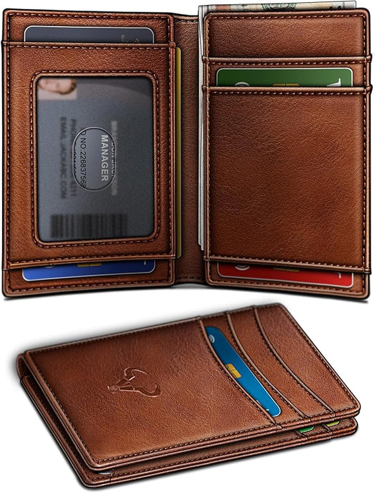 BULLIANT Slim Wallet For Men 12Cards,Magnetic Flip Build-in Money Clip Airtag Compatible-RFID Blocking