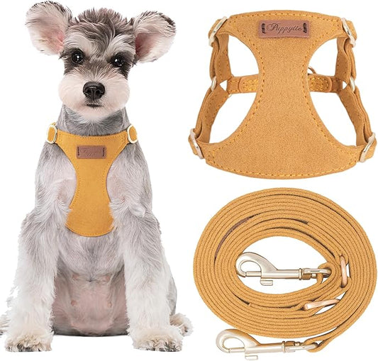 Puppytie No Pull Small Dog Harness with Multifunction Dog Leash,Lightweight Soft Adjustable No Choke Escape Proof Pet Harness Vest Pet Harness Vest,S,Yellow