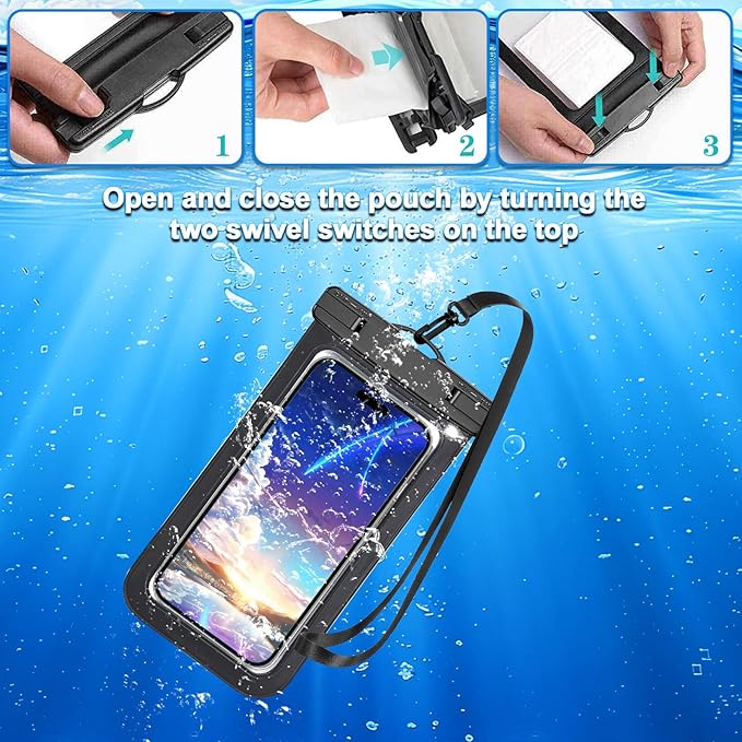 Up to 8.3" 4 Pack Multicolor Universal Waterproof Phone Pouch, Large Phone Waterproof Case Dry Bag,Protection Level: IP68,Outdoor Sports for Apple iPhone,Samsung,and More,White,Blue,Red,Purple